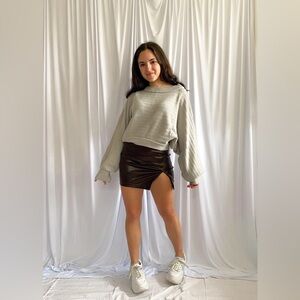 Brown Faux Leather Mini Skirt